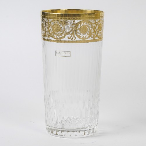 Saint Louis - 6 Tumblers + 1 Decanter Thistle Engraved Clear Gilded Crystal - 