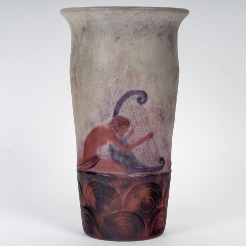 1928 Gabriel Argy Rousseau - Vase Musiciens Grecs - Verrerie, Cristallerie Style Art Déco