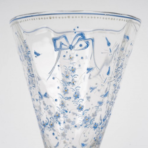 Art nouveau - Emile Gallé - Vase Cornet libellules et fleurs