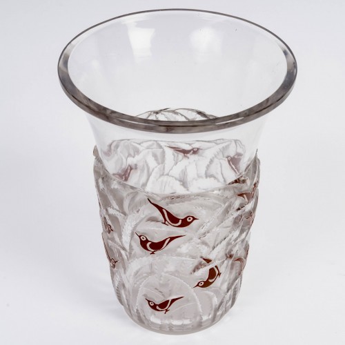 1930 René Lalique - Brown Enamel Borneo Vase - Glass & Crystal Style Art Déco