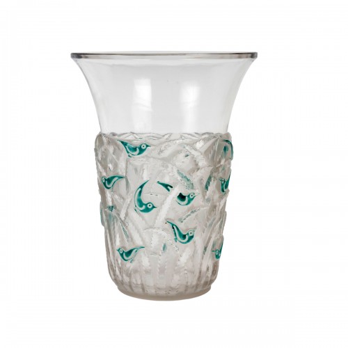 1930 René Lalique - Vase Bornéo Emaillé Vert