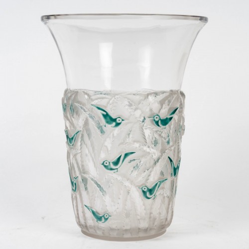 1930 René Lalique - Vase Bornéo Emaillé Vert - Verrerie, Cristallerie Style Art Déco