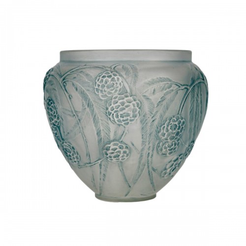 1923 René Lalique - Vase Néfliers Verre Blanc Patiné