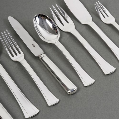 Jean E. Puiforcat - Art Deco Cutlery Flatware Set Dinard Sterling Silver  - silverware & tableware Style Art Déco