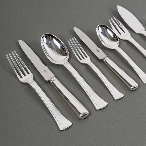 silverware & tableware  - Jean E. Puiforcat - Art Deco Cutlery Flatware Set Dinard Sterling Silver 