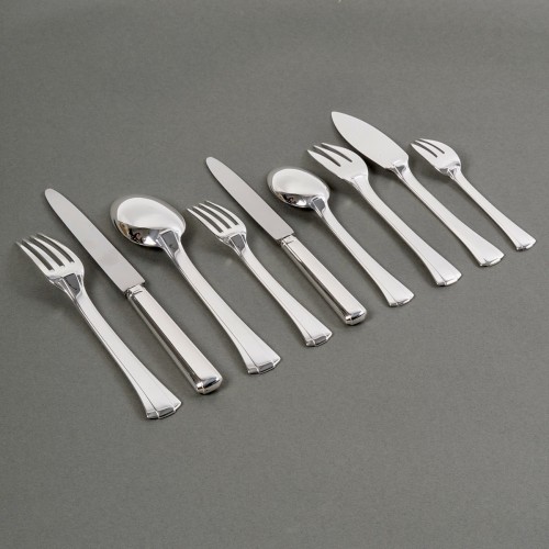 Art Déco - Jean E. Puiforcat - Art Deco Cutlery Flatware Set Dinard Sterling Silver 