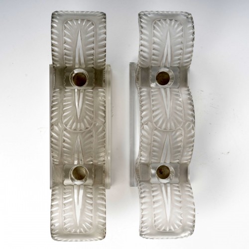 1944 René Lalique - Pair of Candlesticks Porquerolles - 