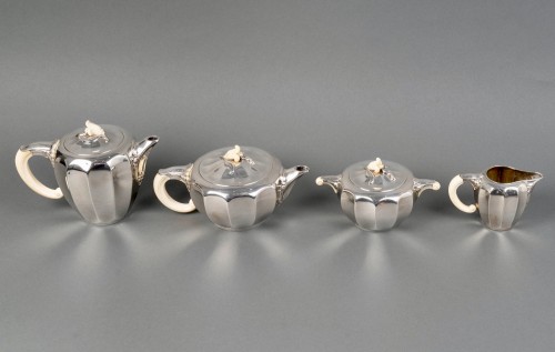 1922 Jean E. Puiforcat - Art Nouveau Tea Coffee Set Sterling Silver Ivory