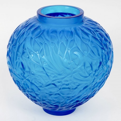 1920 René Lalique - blue electric Vase Gui - Glass & Crystal Style Art Déco