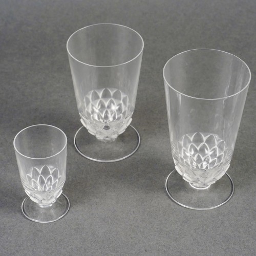 silverware & tableware  - 1930 René Lalique - Glasses Saint Cyr Glass 24 Pieces