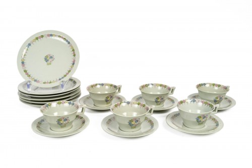 Suzanne Lalique et Haviland - Dessert Coffee Set Nicole Celadon Porcelain