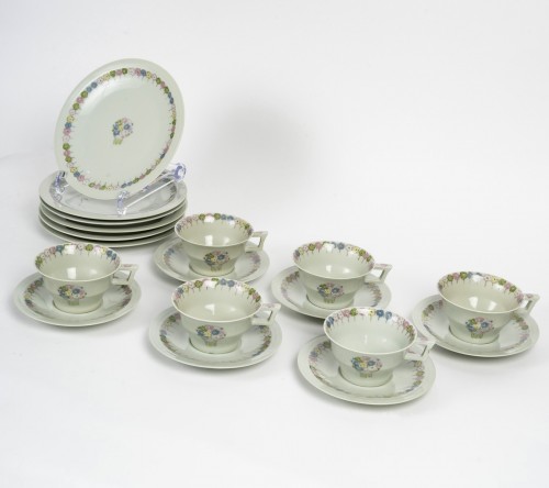 Suzanne Lalique et Haviland - Dessert Coffee Set Nicole Celadon Porcelain - silverware & tableware Style Art Déco