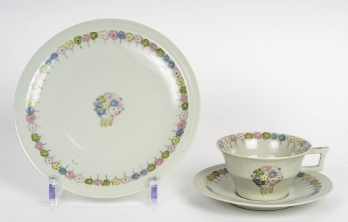 silverware & tableware  - Suzanne Lalique et Haviland - Dessert Coffee Set Nicole Celadon Porcelain