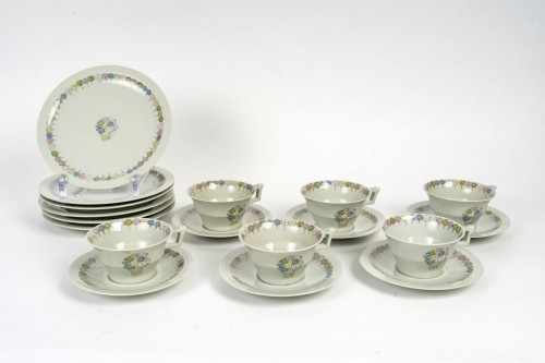 Art Déco - Suzanne Lalique et Haviland - Dessert Coffee Set Nicole Celadon Porcelain