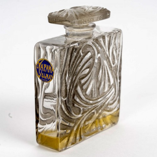 1920 André Jollivet - Perfume Bottle Yapana Glass With Grey Patina Volnay - Glass & Crystal Style Art Déco