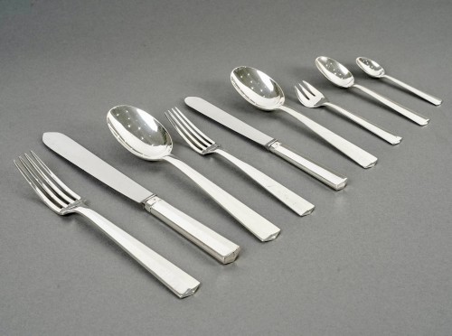 Jean Tetard Art Deco Moderniste Cutlery Flatware Set Nice Sterling Sterling