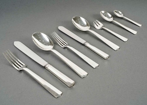 Art Déco - Jean Tetard Art Deco Moderniste Cutlery Flatware Set Nice Sterling Sterling