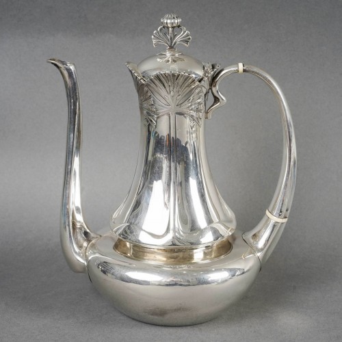 silverware & tableware  - 1900 Alphonse Debain - Art Nouveau Papyrus Tea Coffee Set Sterling Silver 