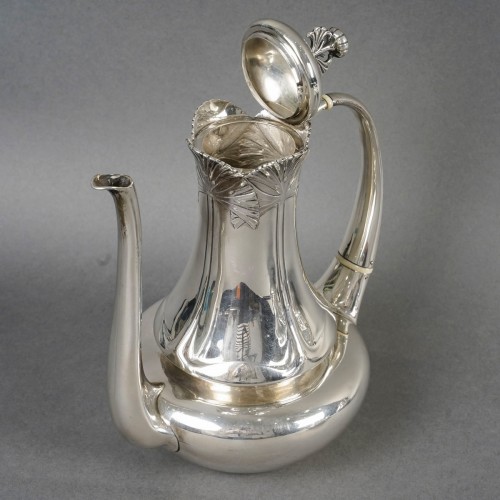 1900 Alphonse Debain - Art Nouveau Papyrus Tea Coffee Set Sterling Silver  - Art nouveau