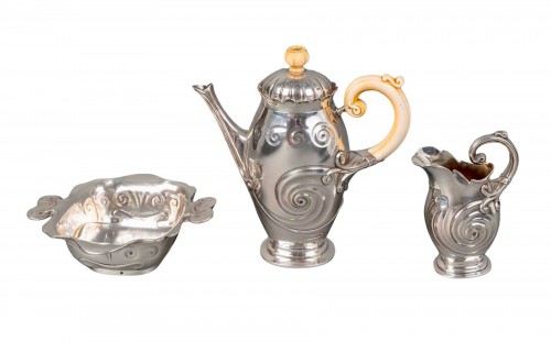 1900 Bonvallet Et Cardeilhac - Art Nouveau Tea Coffee Set Sterling Silver