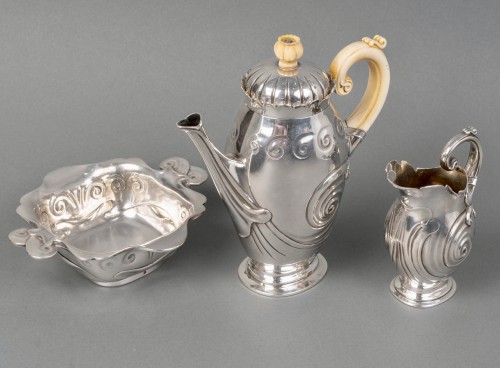 1900 Bonvallet Et Cardeilhac - Art Nouveau Tea Coffee Set Sterling Silver - silverware & tableware Style Art nouveau