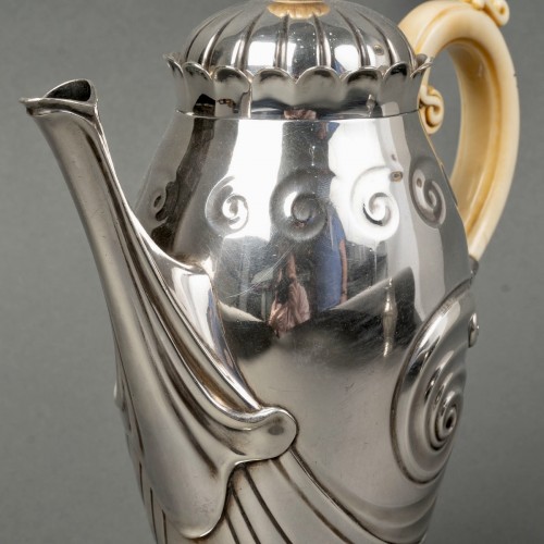 XIXe siècle - 1900 Bonvallet et Cardeilhac - Service thé café art nouveau argent massif et ivoire