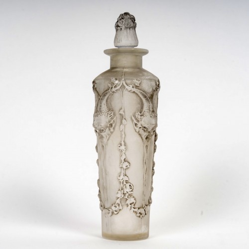 1920 René Lalique - Flacon Pan Verre Blanc Patiné Gris - BG Arts