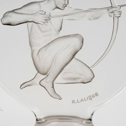 1926 René Lalique - Mascotte Automobile Archer Verre Blanc - BG Arts