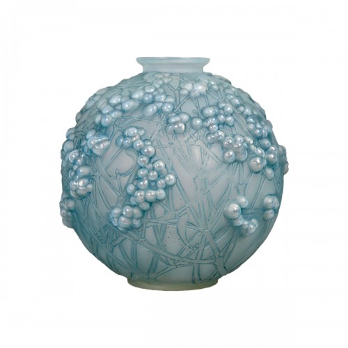 1924 René Lalique - Vase Druide Opalescent Glass With Blue Patina