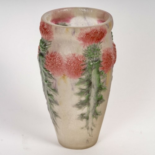 1920 Gabriel Argy Rousseau - Vase Red Thistles Chardons Rouges - Glass & Crystal Style Art Déco