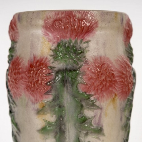 20th century - 1920 Gabriel Argy Rousseau - Vase Red Thistles Chardons Rouges