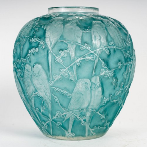 1919 René Lalique - Vase Perruches - Verrerie, Cristallerie Style Art nouveau