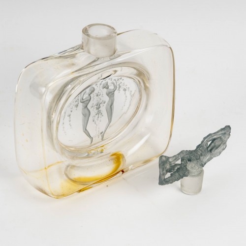 1912 René Lalique - Perfume Bottle Two Figurines - Glass & Crystal Style Art Déco