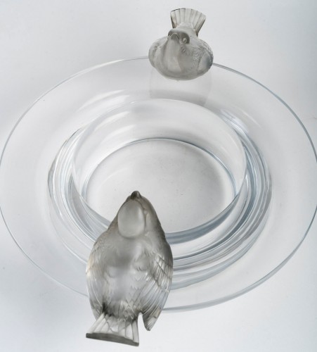 20th century - 1930 René Lalique - Bowl Deux Moineaux Moqueurs Sparrows