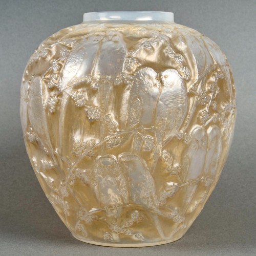 1919 René Lalique - Vase Perruches - Verrerie, Cristallerie Style Art nouveau