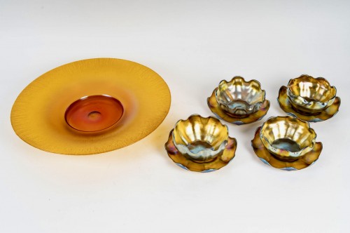 1900 Louis Comfort Tiffany - Service Bols, assiettes et coupe - Verrerie, Cristallerie Style Art nouveau