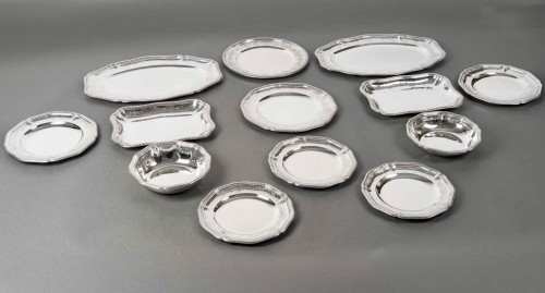 Puiforcat - Set Of Plates Dishes Elysée Sterling Silver - 13 Pieces - silverware & tableware Style Louis XV