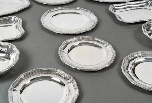 silverware & tableware  - Puiforcat - Set Of Plates Dishes Elysée Sterling Silver - 13 Pieces