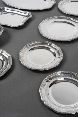 Puiforcat - Set Of Plates Dishes Elysée Sterling Silver - 13 Pieces - 