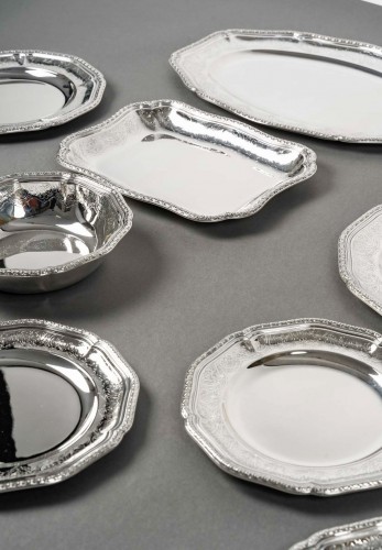 20th century - Puiforcat - Set Of Plates Dishes Elysée Sterling Silver - 13 Pieces