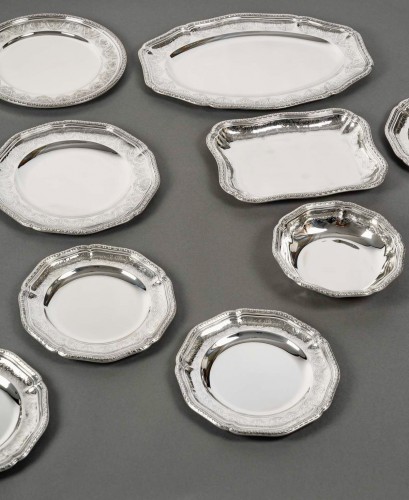 Puiforcat - Set Of Plates Dishes Elysée Sterling Silver - 13 Pieces - Louis XV