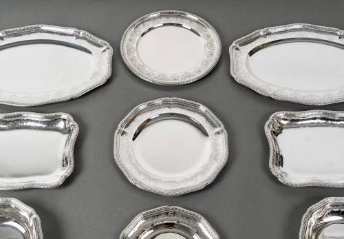 Louis XV - Puiforcat - Set Of Plates Dishes Elysée Sterling Silver - 13 Pieces