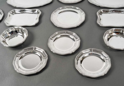 Antiquités - Puiforcat - Set Of Plates Dishes Elysée Sterling Silver - 13 Pieces