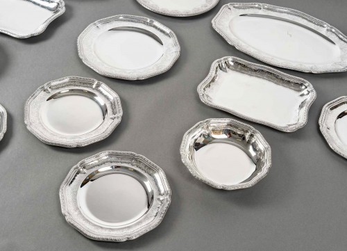 Antiquités - Puiforcat - Set Of Plates Dishes Elysée Sterling Silver - 13 Pieces