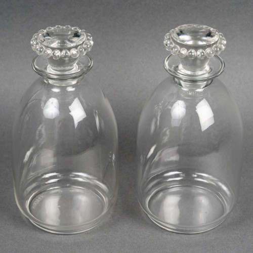 1935 René Lalique - Art Deco Pair Of Decanters Boules - Glass & Crystal Style Art Déco