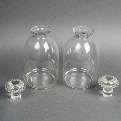 1935 René Lalique - Art Deco Pair Of Decanters Boules - 