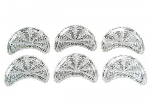 1924 Rene Lalique - 6 Salad Crescent Plates Pissenlit Dandelion 