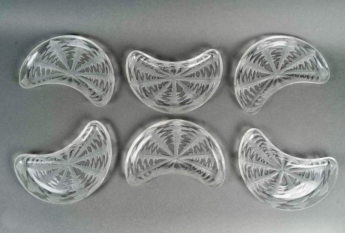 1924 Rene Lalique - 6 Salad Crescent Plates Pissenlit Dandelion  - 