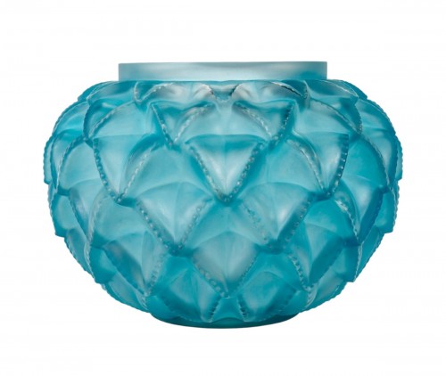 1929 René Lalique - Vase Languedoc patiné bleu