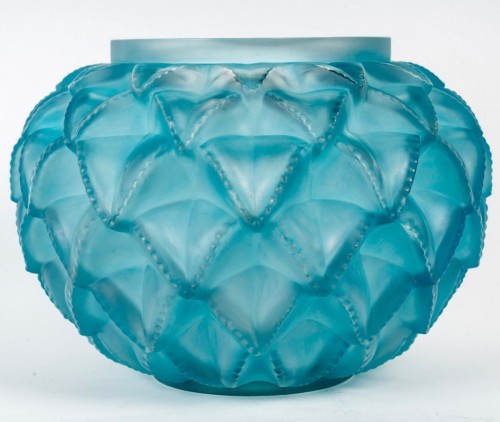 Art Déco - 1929 René Lalique - Vase Languedoc patiné bleu